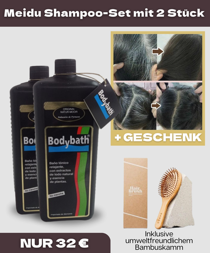 Body Bath Shampoo 3-in-1 für graues Haar + Umweltfreundlicher Bambuskamm GRATIS